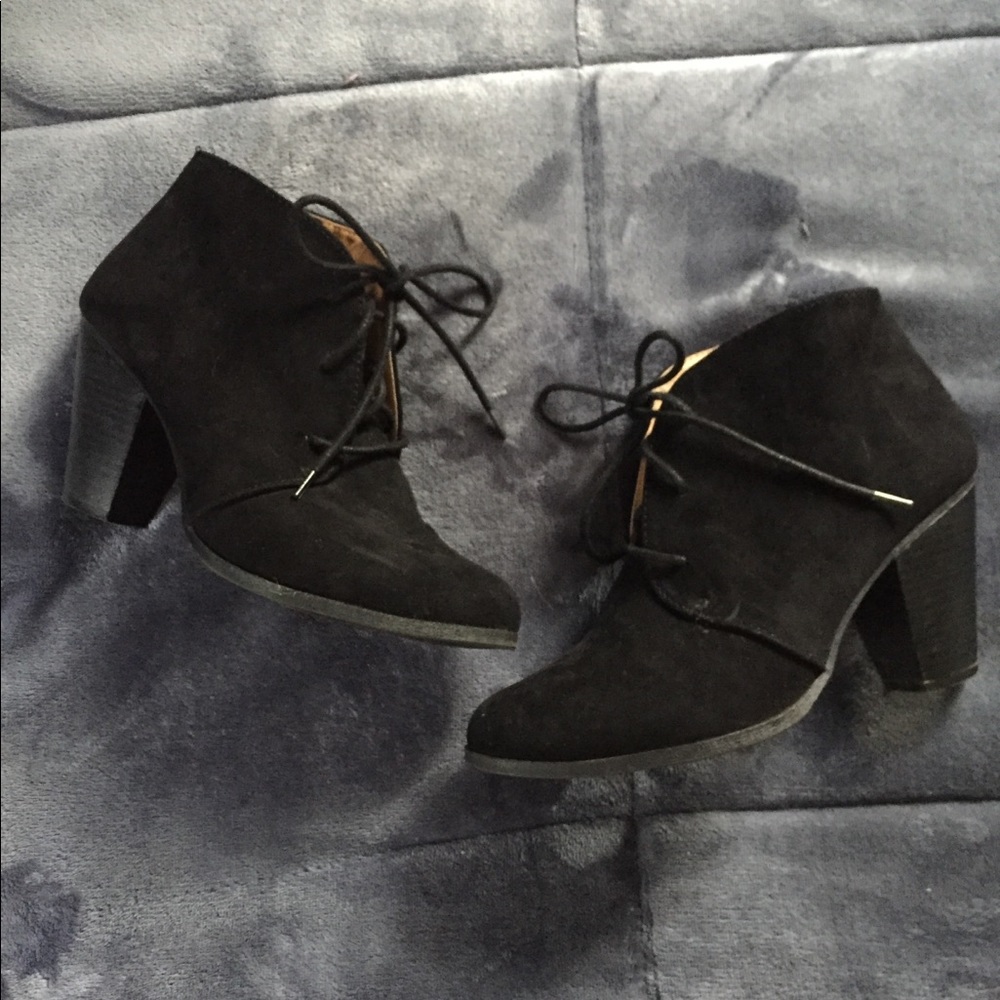 Black Lace-Up Booties